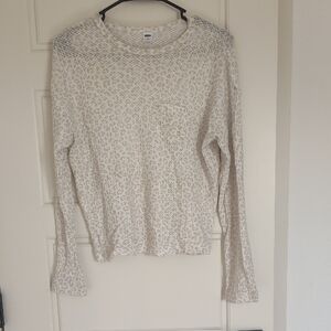 Old Navy Cream and Beige Animal-Print Long Sleeve Tee